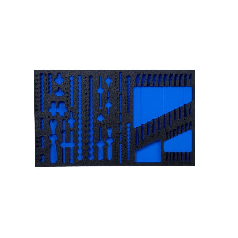 FOAM inlay tbv 525250, lade 1 (1/4"+ 3/8"+ steekringl)DeltachMZS Gereedschap