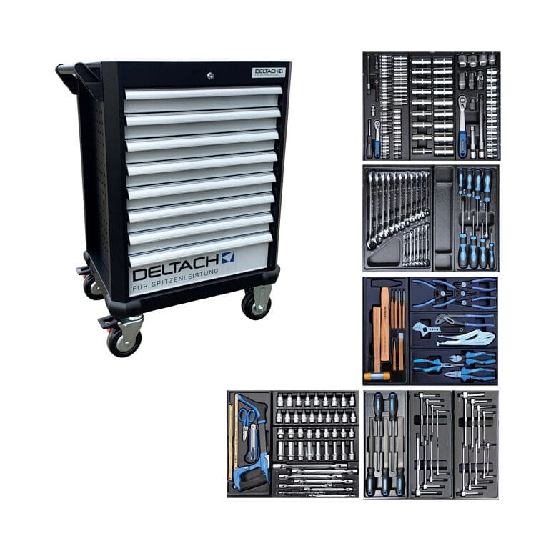 Gereedschapswagen D2 - COMPACT, 5 laden gevuld, 214dlgDeltachMZS Gereedschap