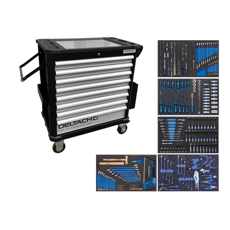 Gereedschapswagen D2 - XL, 5 laden gevuld in FOAM, 350dlg + EXTRA'S!DeltachMZS Gereedschap
