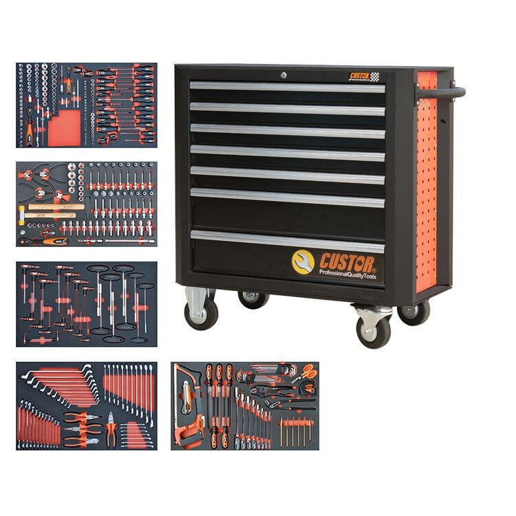 Gereedschapswagen KING SIZE DE LUXE, 5 laden gevuld in FOAMCustorMZS Gereedschap