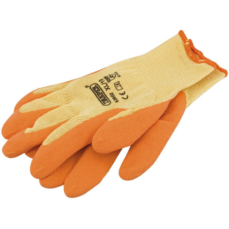 Heavy Duty Latex Coated Work Gloves, Extra Large, Orange-Draper Tools-MZS Gereedschap