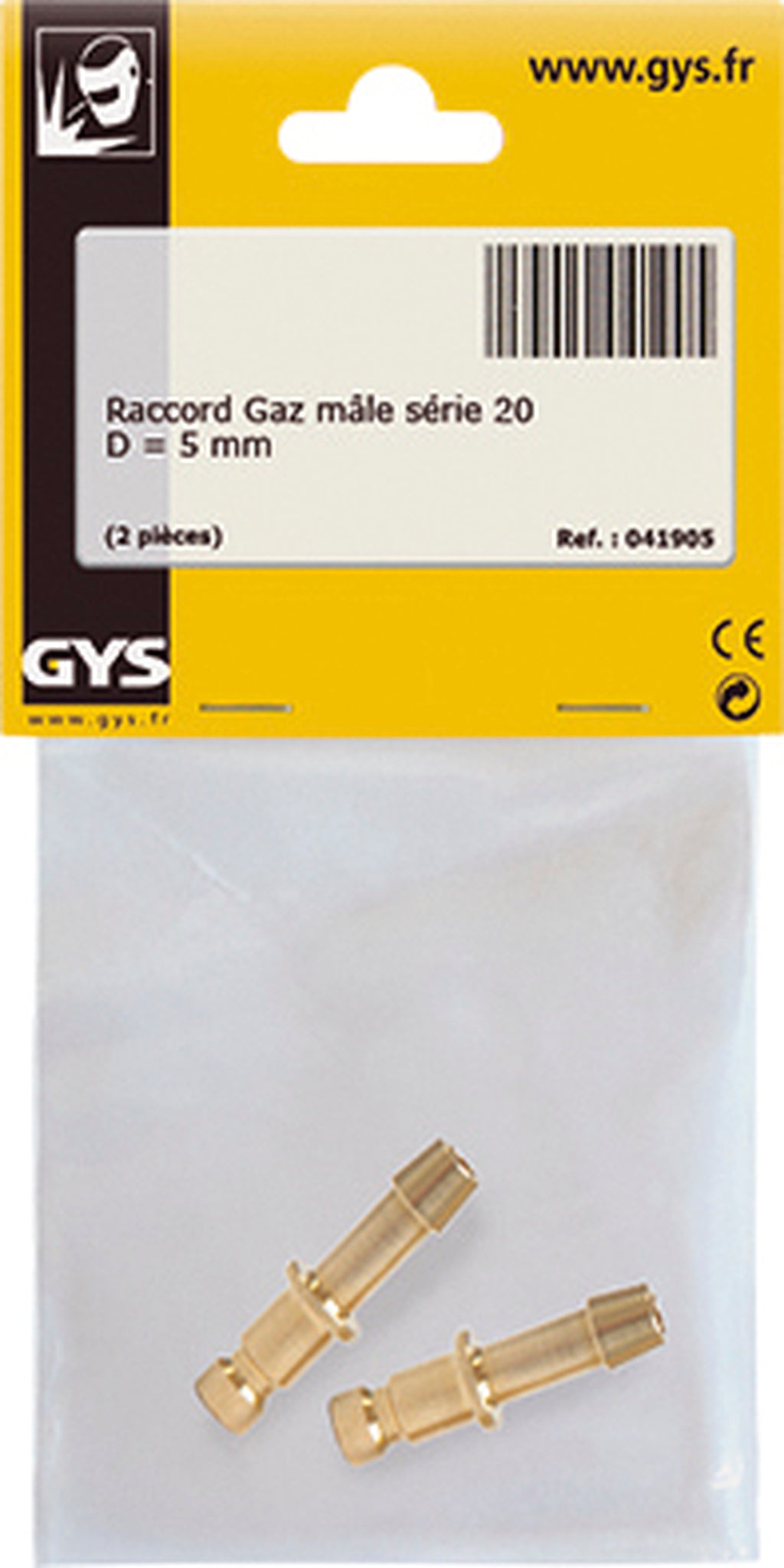 GYS Gaskoppelingen 5 mm mannelijk voor TIG toorts (2 stuks)