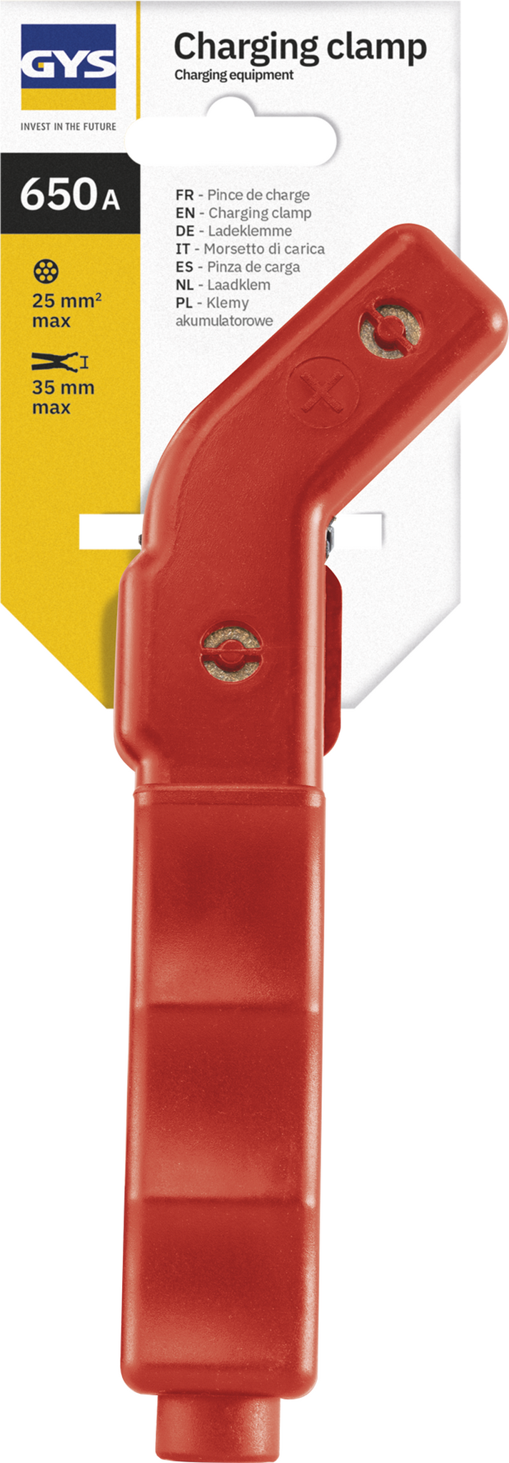 GYS Gebogen geïsoleerde klem 650A rood
