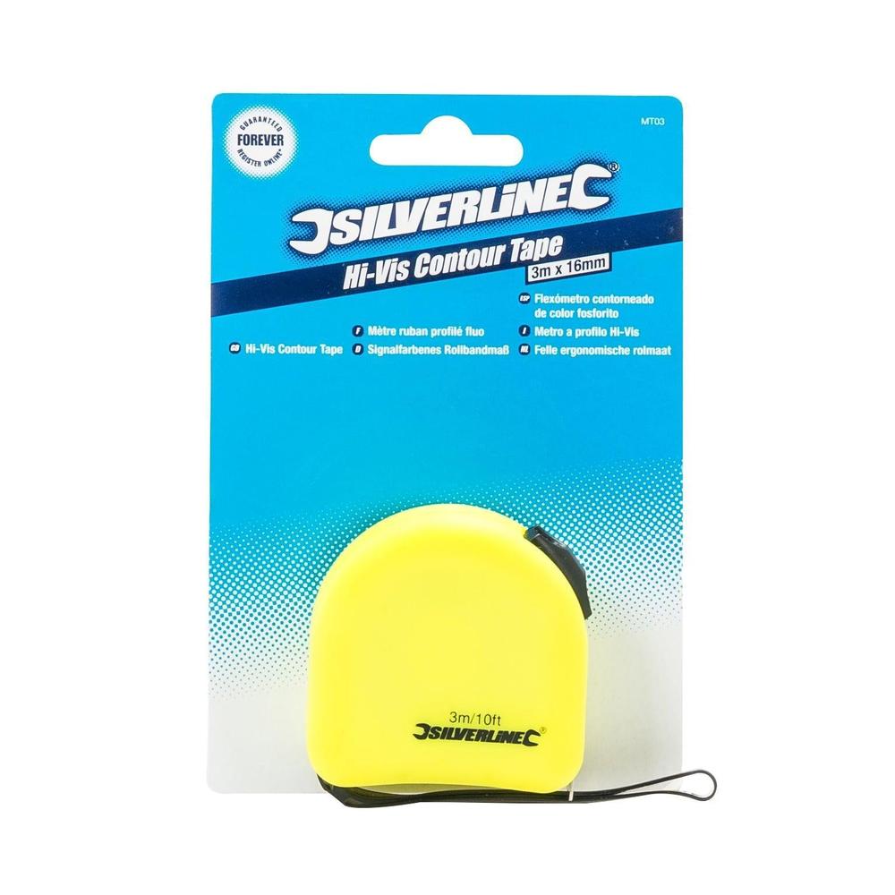 Silverline - Felgekleurde ergonomische rolmaat 8 meter x 25mm