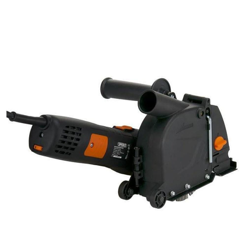 125mm Elektra Sleuvenfrees - 1400Watt Max: 28mm diep - Incl. 2x125mm Diamantzaagbladen