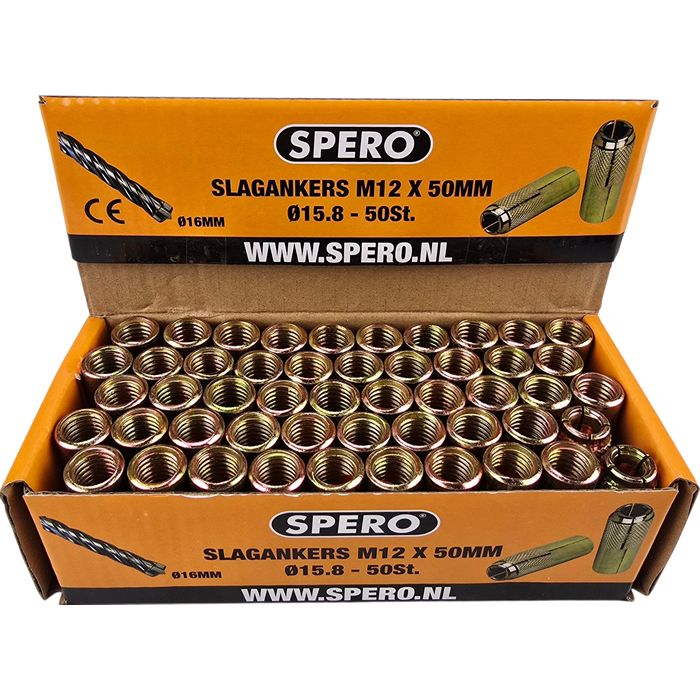 50St. - M12 PRO 16mm Slagankers Geruit Oppervlak - SP1804
