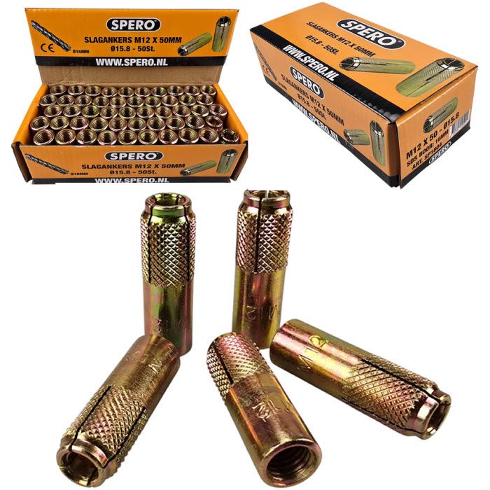 50St. - M12 PRO 16mm Slagankers Geruit Oppervlak - SP1804