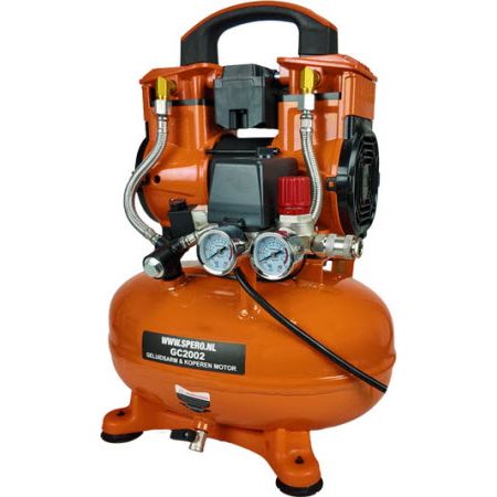 10Ltr -1180W-1.5PK HIGH SPEED 190 L/min Olievrije Silent Compressor 2800T/min 65dB SPERO - 9Bar