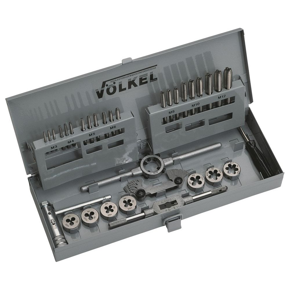 Set handtap snijplaat M3-12 PV12 Wringijzer,snijplaathouder,tapkruk