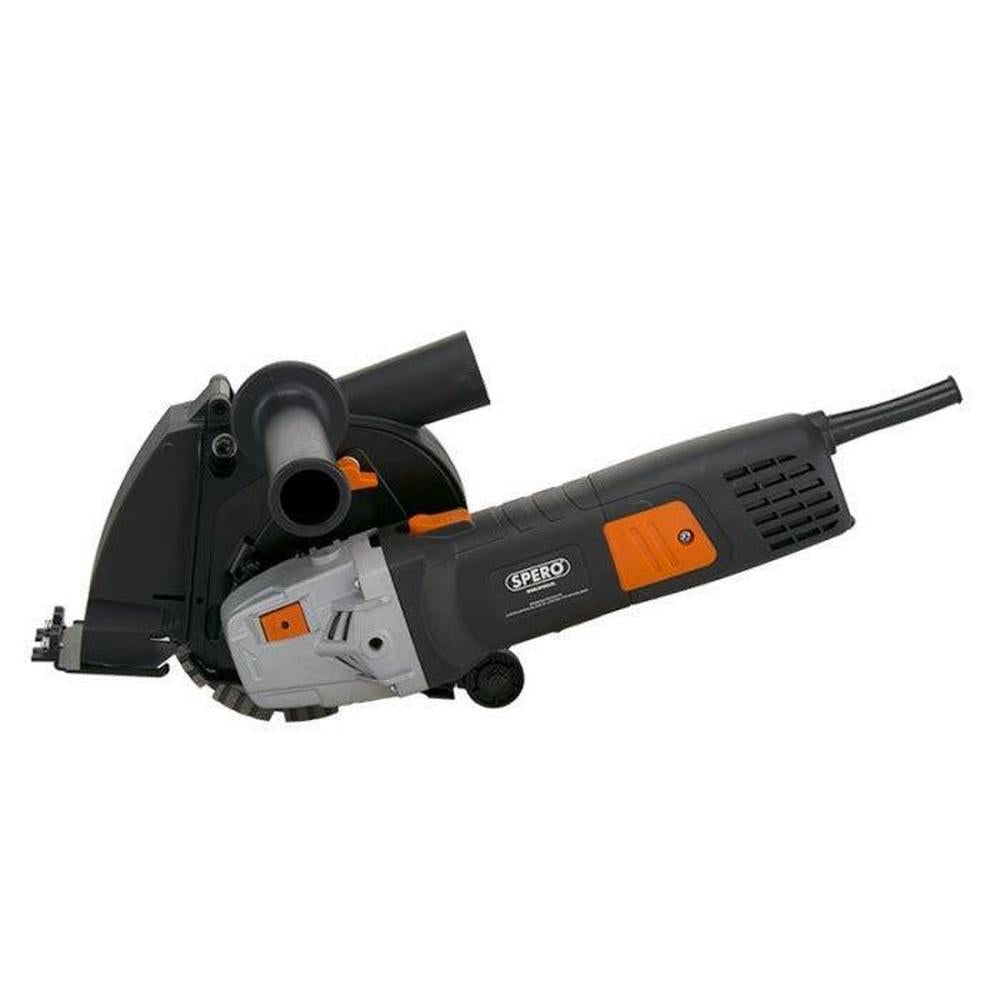 125mm Elektra Sleuvenfrees - 1400Watt Max: 28mm diep - Incl. 2x125mm Diamantzaagbladen