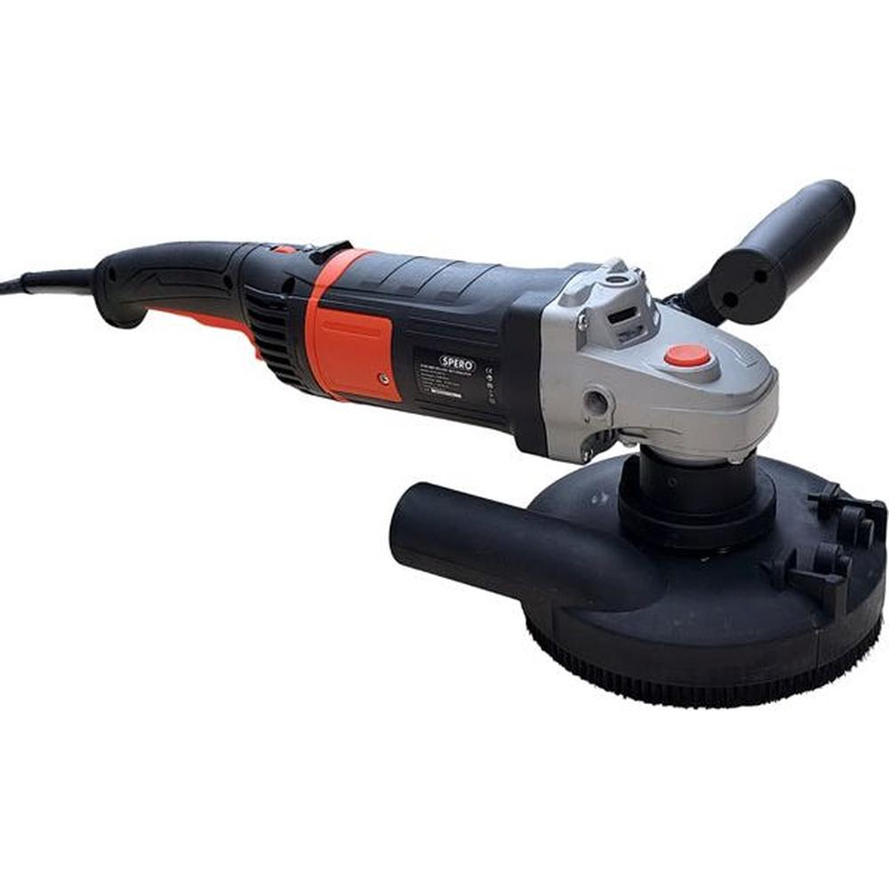 180mm DELUXE 2200Watt Betonslijper cq Schuur & Polijstmachine DROOG + Verende stofkap & STEEN Diamant Komschijf