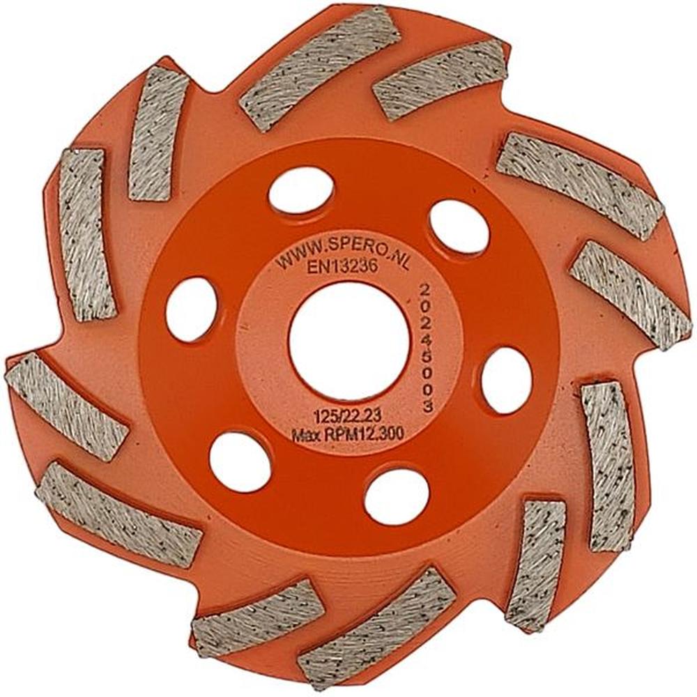 125mm GROF Dubbele SNAKE Diamant Komslijpschijf Beton, Lijm, Anhydriet, Zandcement - Asgat 22.23mm