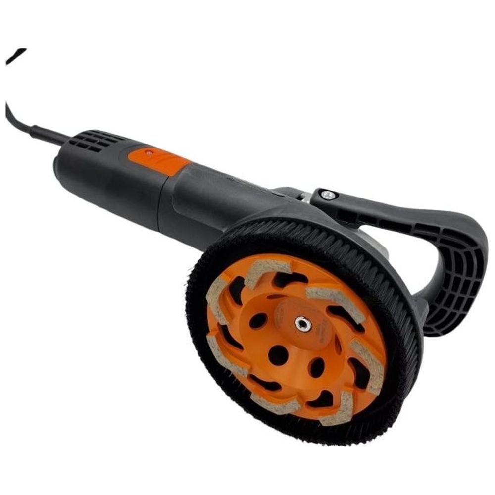 125mm DELUXE 1400Watt Betonslijper cq Schuur & Polijstmachine DROOG + Verende stofkap & BETON Diamant Komschijf