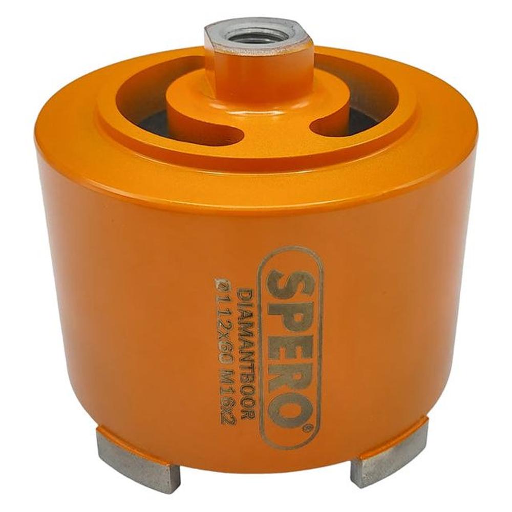 112mm x 60mm - M16(F) PRO Diamant Dozenboor 5 segmenten met achtersleuven t.b.v. stofadapter (droog gebruik)