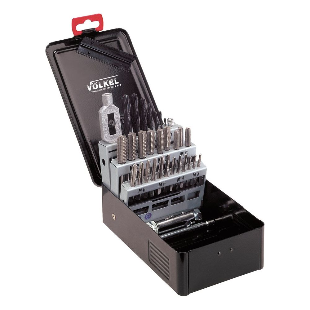 Set handtap M3-12 + bijbehorende boren wringijzer en tapkruk P.V. 22