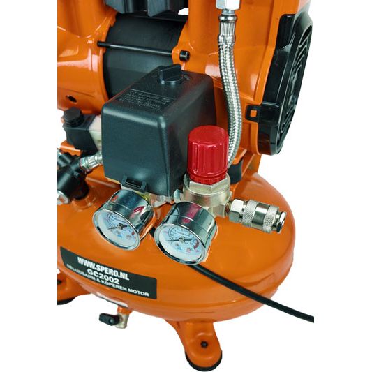 10Ltr -1180W-1.5PK HIGH SPEED 190 L/min Olievrije Silent Compressor 2800T/min 65dB SPERO - 9Bar