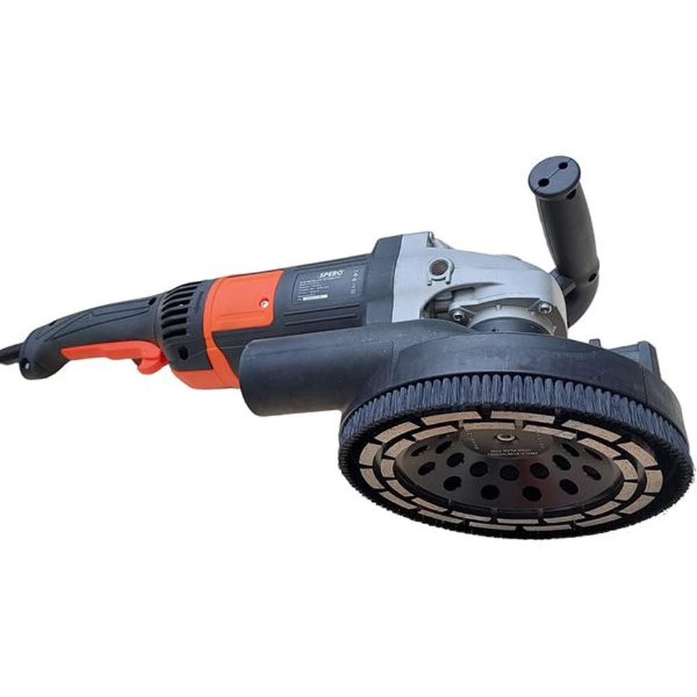 180mm DELUXE 2200Watt Betonslijper cq Schuur & Polijstmachine DROOG + Verende stofkap & STEEN Diamant Komschijf