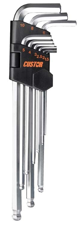 Inbussleutel set, extra lang, 9dlg