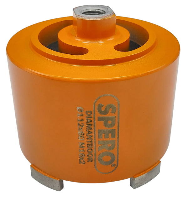 112mm x 60mm - M16(F) PRO Diamant Dozenboor 5 segmenten met achtersleuven t.b.v. stofadapter (droog gebruik)
