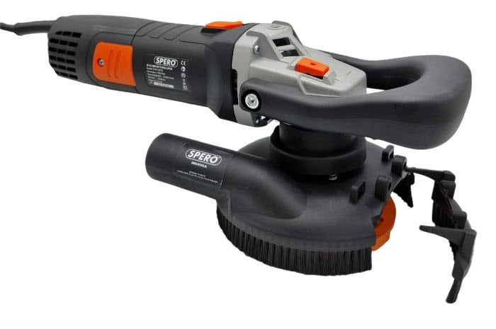 125mm DELUXE 1400Watt Betonslijper cq Schuur & Polijstmachine DROOG + Verende stofkap & BETON Diamant Komschijf
