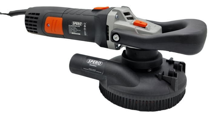 125mm DELUXE 1400Watt Betonslijper cq Schuur & Polijstmachine DROOG + Verende stofkap & BETON Diamant Komschijf
