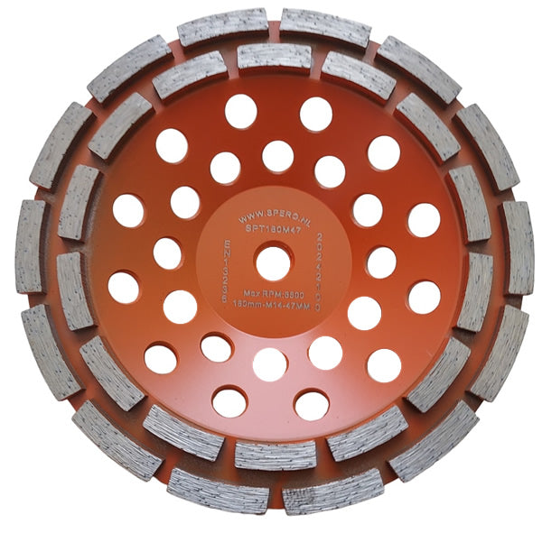 180mm GROF Dubbele rij Diamant komslijpschijf STEEN M14 H=47mm TBV SPHS2001B