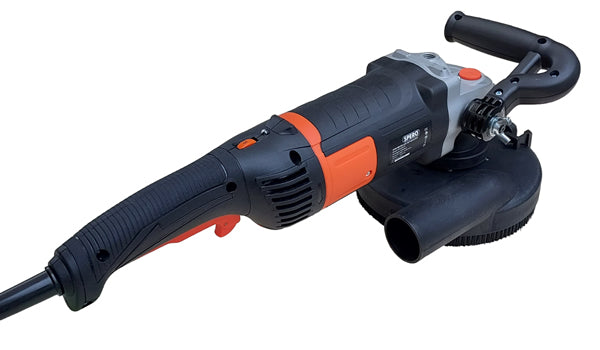 180mm DELUXE 2200Watt Betonslijper cq Schuur & Polijstmachine DROOG + Verende stofkap & STEEN Diamant Komschijf