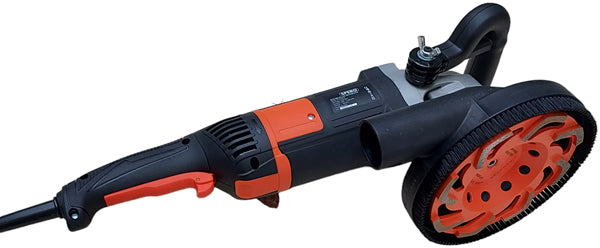 180mm DELUXE 2200Watt Betonslijper cq Schuur & Polijstmachine DROOG + Verende stofkap & STEEN Diamant Komschijf