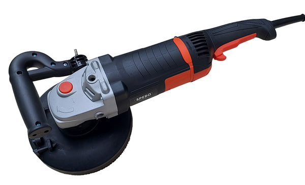 180mm DELUXE 2200Watt Betonslijper cq Schuur & Polijstmachine DROOG + Verende stofkap & STEEN Diamant Komschijf