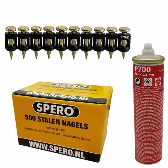 27mm x 3.0 - 500 Extra Hard SPERO Beton & Staal Nagels Passend Spit Pulsa 700 + Gasbus