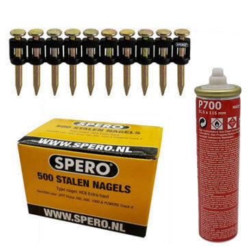 35mm x 2.7 - 500 SPERO Beton & Staal Nagels Passend Spit Pulsa 700 + Gasbus