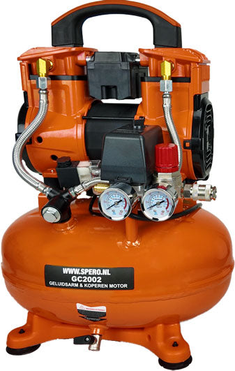 10Ltr -1180W-1.5PK HIGH SPEED 190 L/min Olievrije Silent Compressor 2800T/min 65dB SPERO - 9Bar