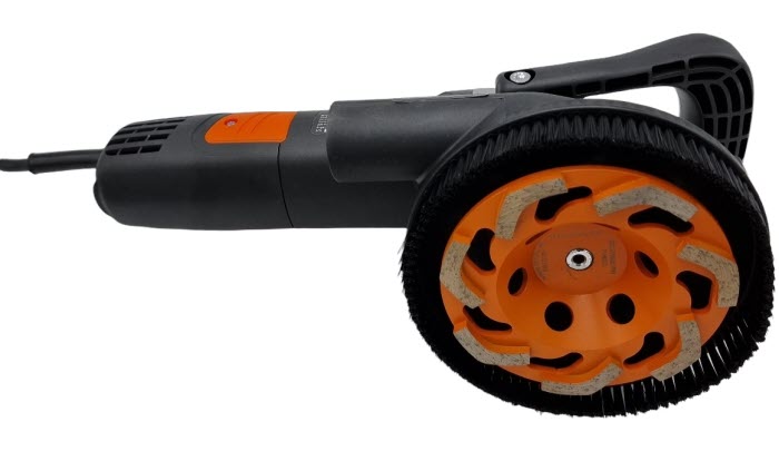 125mm DELUXE 1400Watt Betonslijper cq Schuur & Polijstmachine DROOG + Verende stofkap & BETON Diamant Komschijf