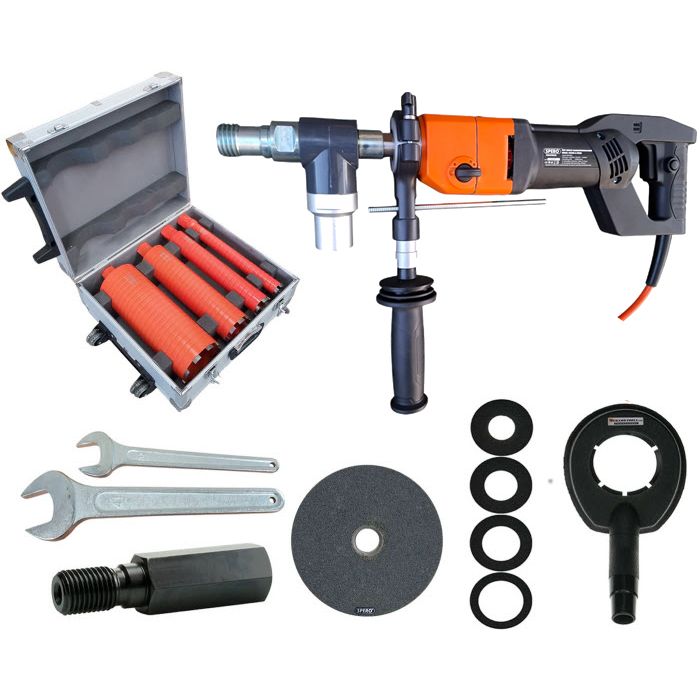 AKTIESET 1500Watt - Soft Impact 48000 S/min Diamantboormachine SPB1003S - Droog Beton - Spero - MZS TOOLS