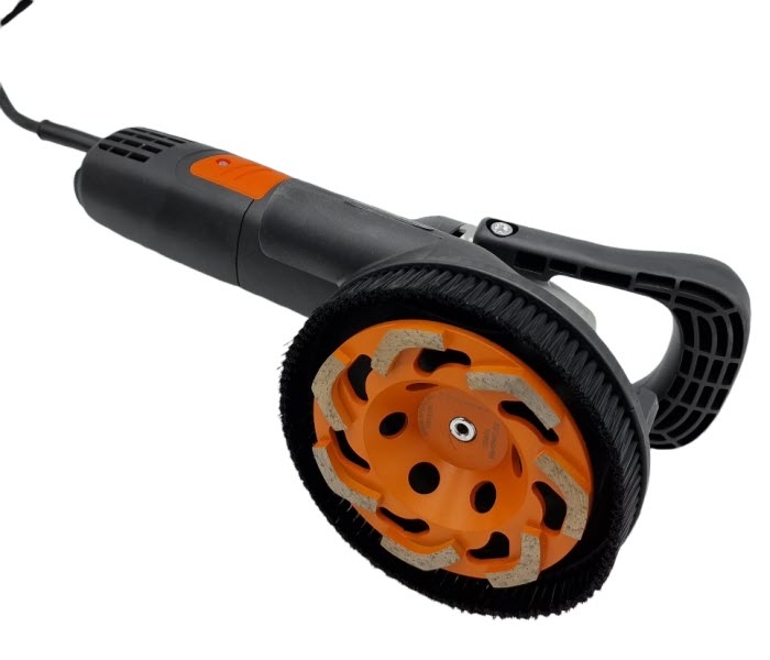 125mm DELUXE 1400Watt Betonslijper cq Schuur & Polijstmachine DROOG + Verende stofkap & BETON Diamant Komschijf