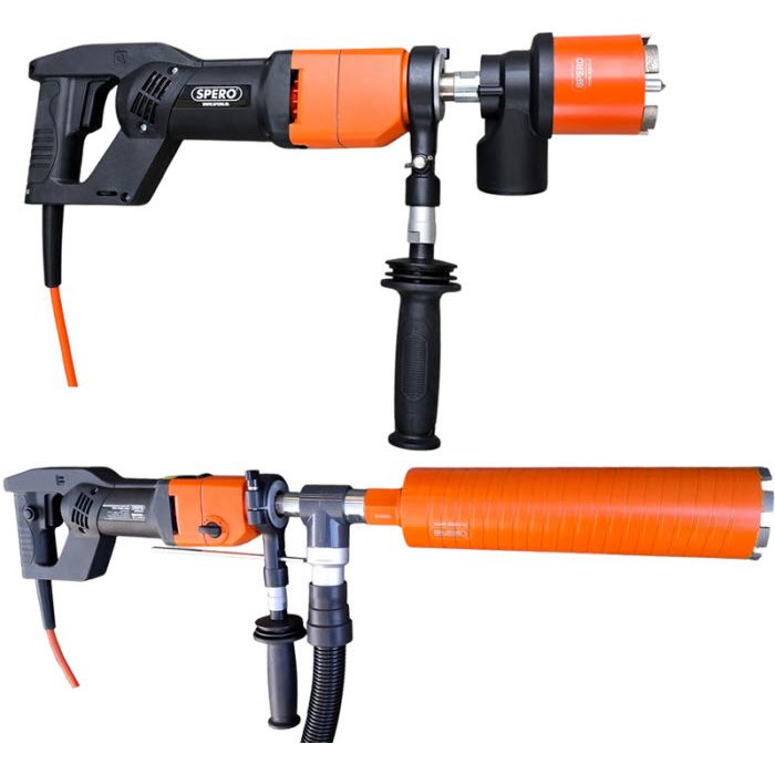 AKTIESET 1500Watt - Soft Impact 48000 S/min Diamantboormachine SPB1003S - Droog Beton - Spero - MZS TOOLS