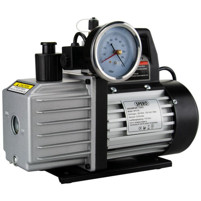 115 liter/min - 2-Traps Vacuumpomp 0.033bar SPERO 390Watt - Drukmeter - Open Pompsysteem