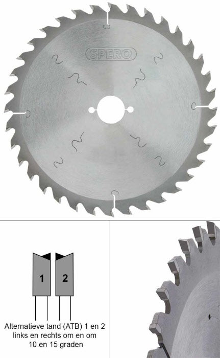 250mm hout TCT zaagblad 36 Tands - asgat 30mm