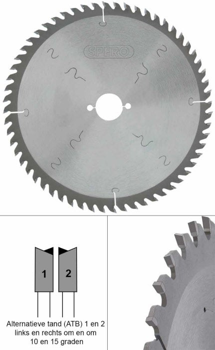 230mm hout TCT zaagblad 60 Tands - asgat 30mm