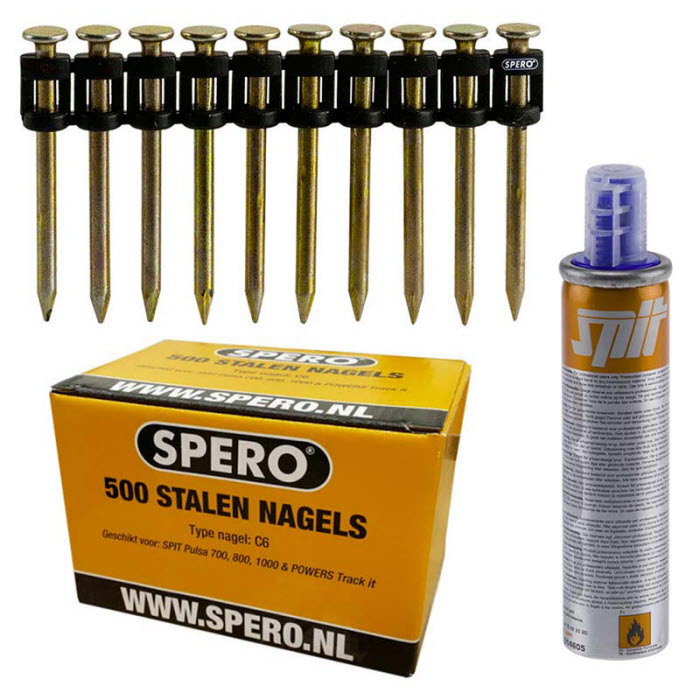 38mm x 3.0 - 500 Extra Hard SPERO Beton & Staal Nagels Passend Spit Pulsa 800, P27, P40, P65 + Gasbus
