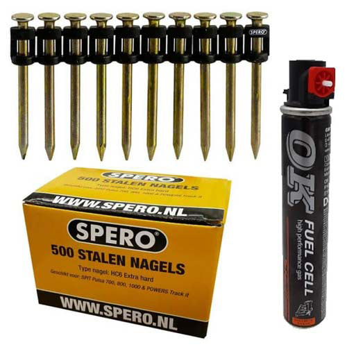 38mm x 3.0 -1000 Extra Hard SPERO Beton & Staal Nagels Passend Spit Pulsa 1000 & Powers C3 + Gasbus