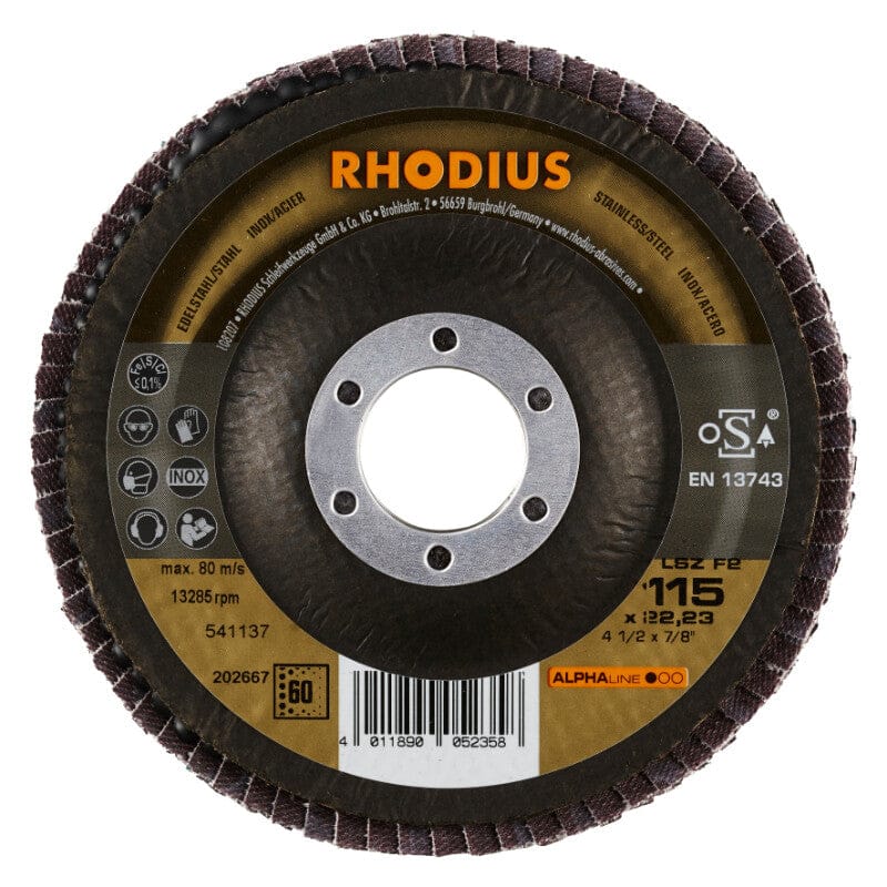 Lamellen schijf afgeschuind Ø115, 22mm, K60RhodiusMZS Gereedschap