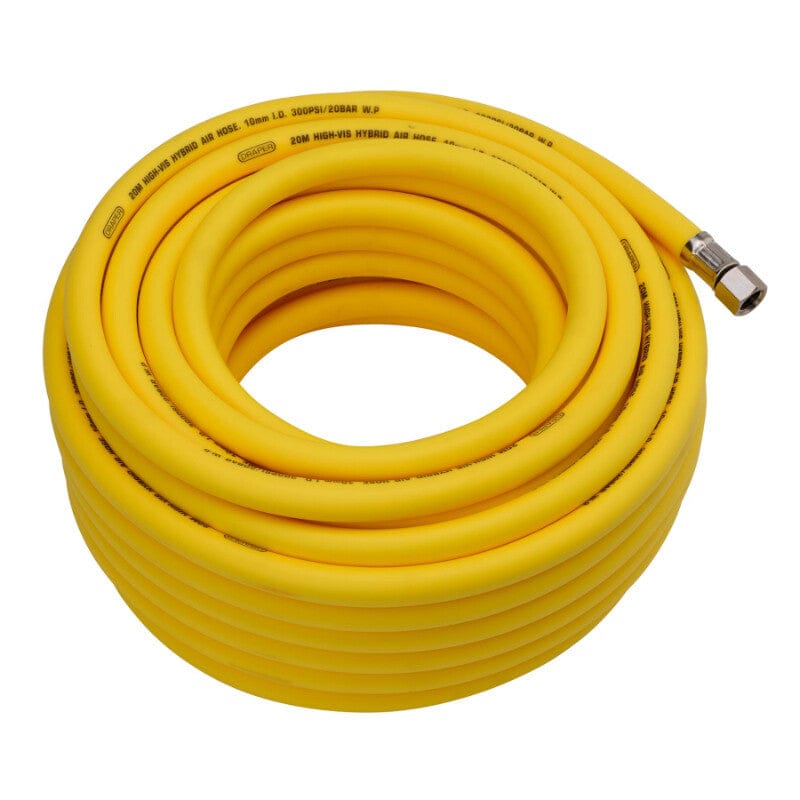 Luchtslang 10mm High Visibility Geel (1/4" draaibare aansl.), 20mDraper ToolsMZS Gereedschap