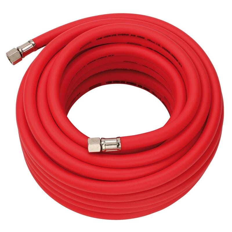 Luchtslang 10mm High Visibility Rood (1/4" draaibare aansl.), 15mDraper ToolsMZS Gereedschap