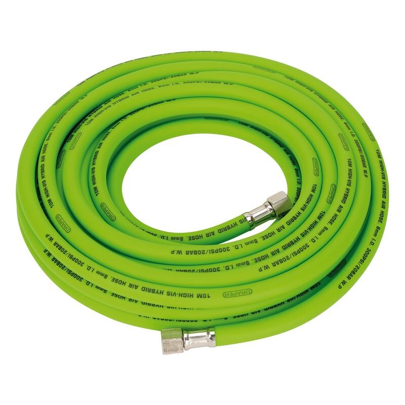 Luchtslang 8mm, high visibility (1/4" draaibare aansl.), 10m, groen
