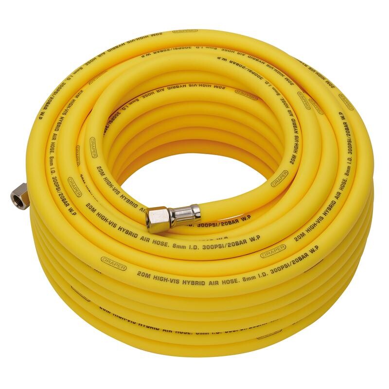 Luchtslang 8mm, high visibility (1/4" draaibare aansl.), 20m, geel