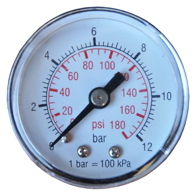 Manometer 40mm, 1/8" aansl (tbv 1/4"+3/8"+1/2" units)Steiner AirtoolsMZS Gereedschap