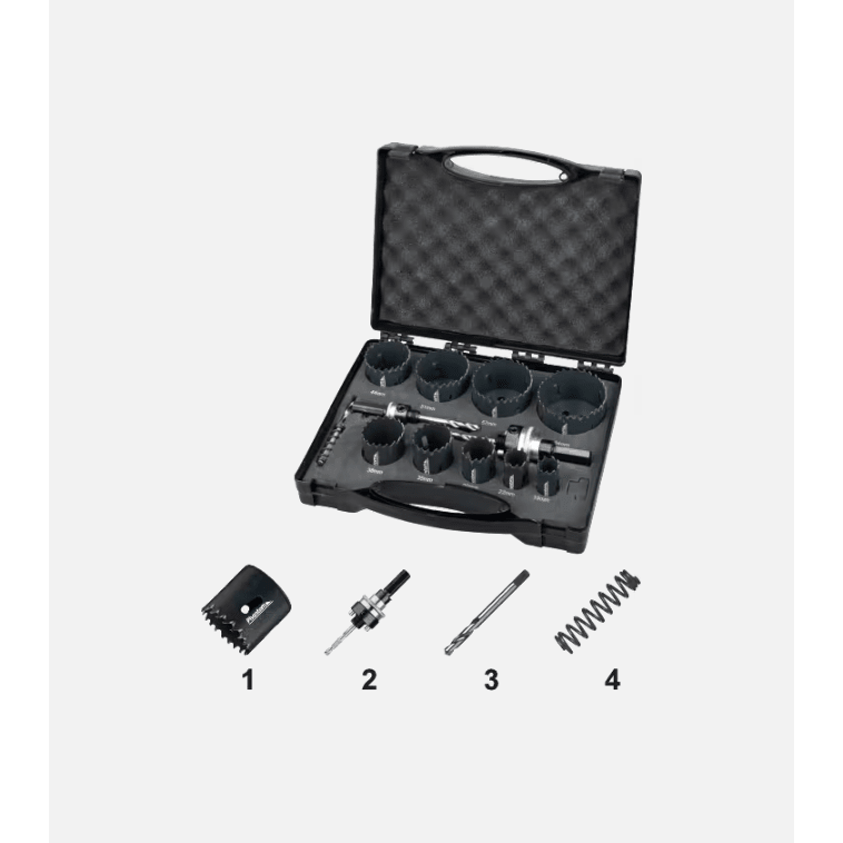 Phantom HSS - Co 8% Bi - Metaal Set Gatzagen 61.105 – met Universele Quick - Change houder en adaptersPhantomMZS Gereedschap