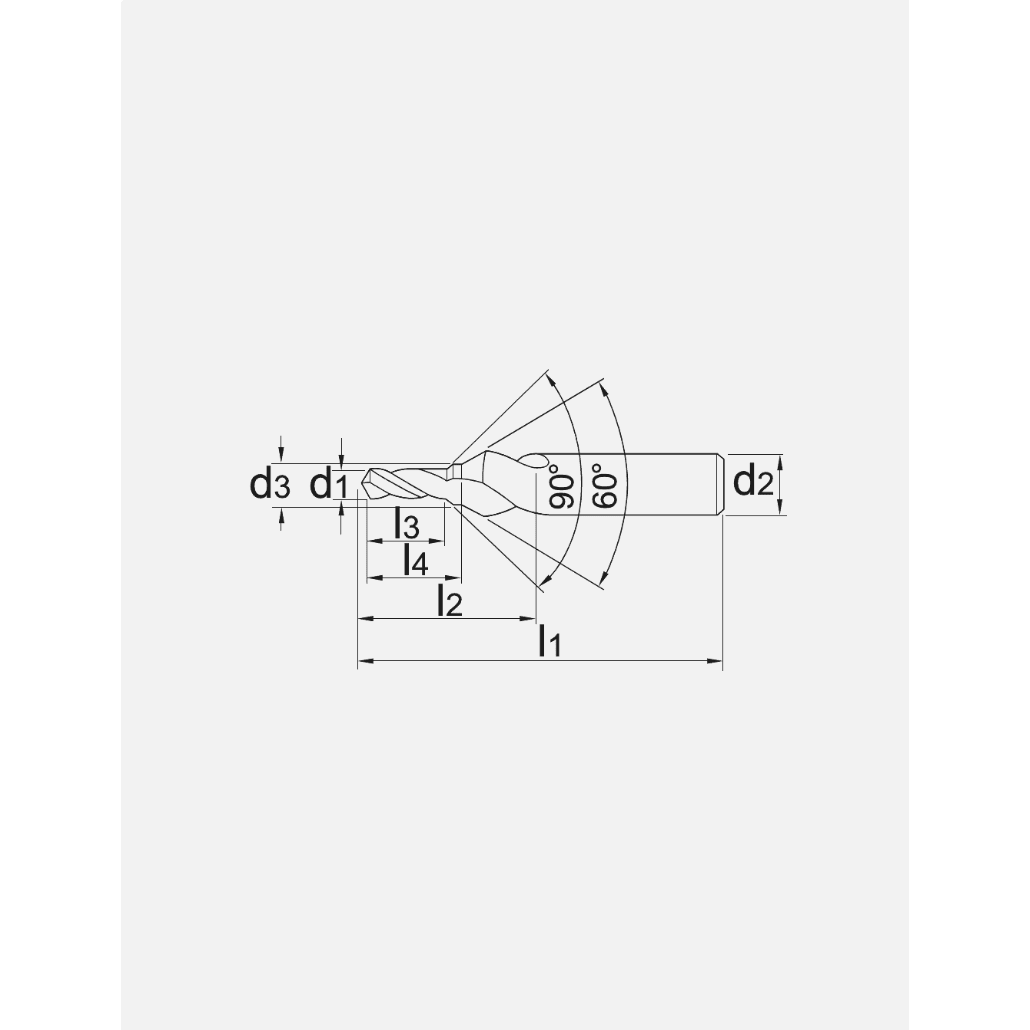 Phantom HSS - E Centerboor DIN 332 - 2 D voor tapgaten 60°PhantomMZS Gereedschap