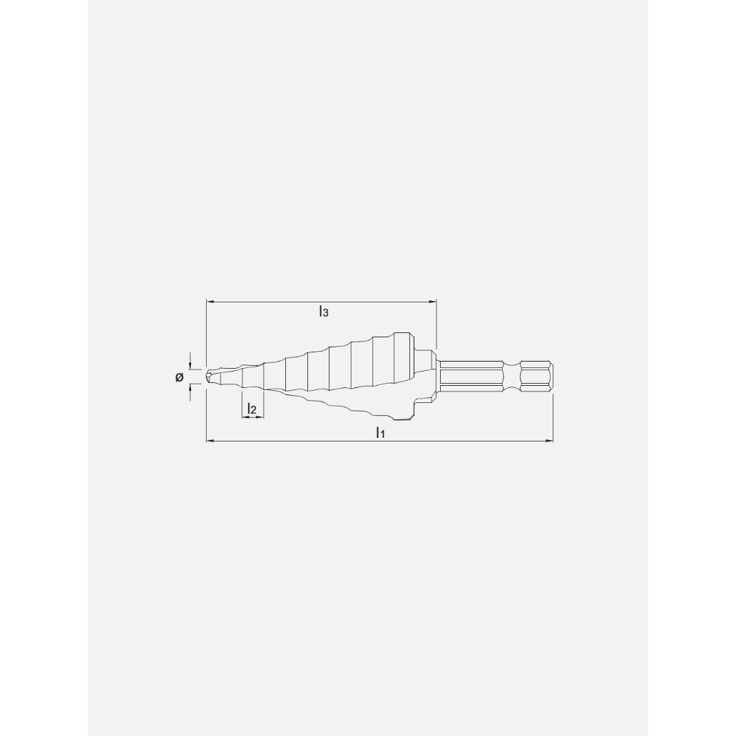 Phantom HSS Getrapte Plaatboor Ergo - Step DIN 3126 - DIN ISO 1173 E6,3 TiN 1/4 (6,35 mm) zeskant bitopnamePHANTOMMZS Gereedschap